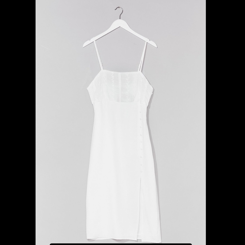 Nasty Gal NWT white midi slit dress